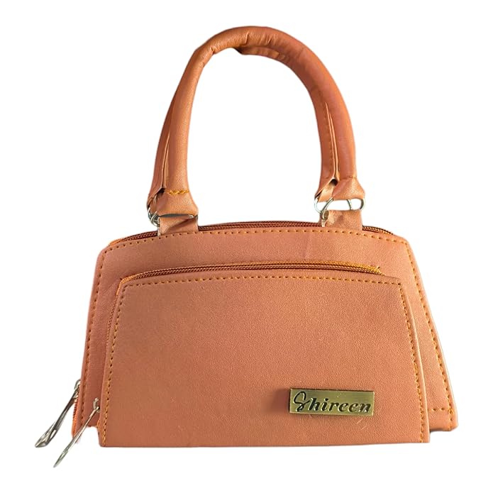 solid finish handbag fancy clutch purse tan color