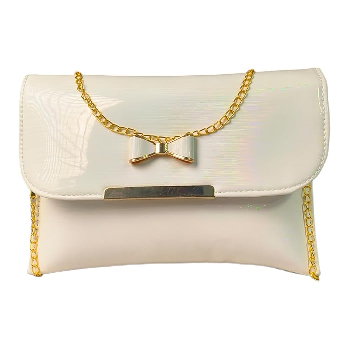 shireen women sling bag golden chain clutch beige