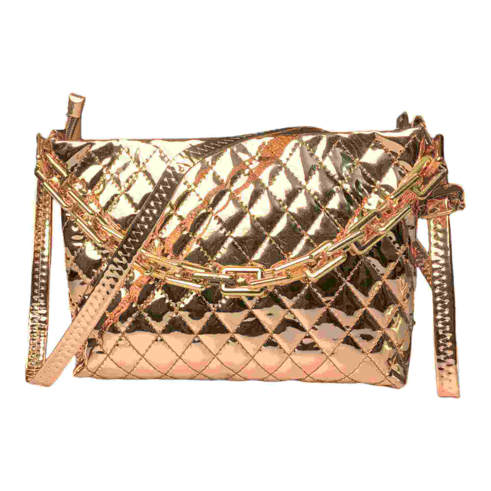 Shining Golden Sling Bag Purse For Women with Golden chain for party