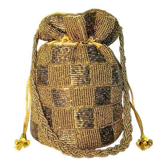 golden potli bag handcrafted wedding